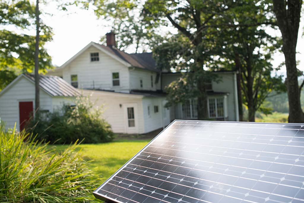 solar panels on farmhouse garden in Utah